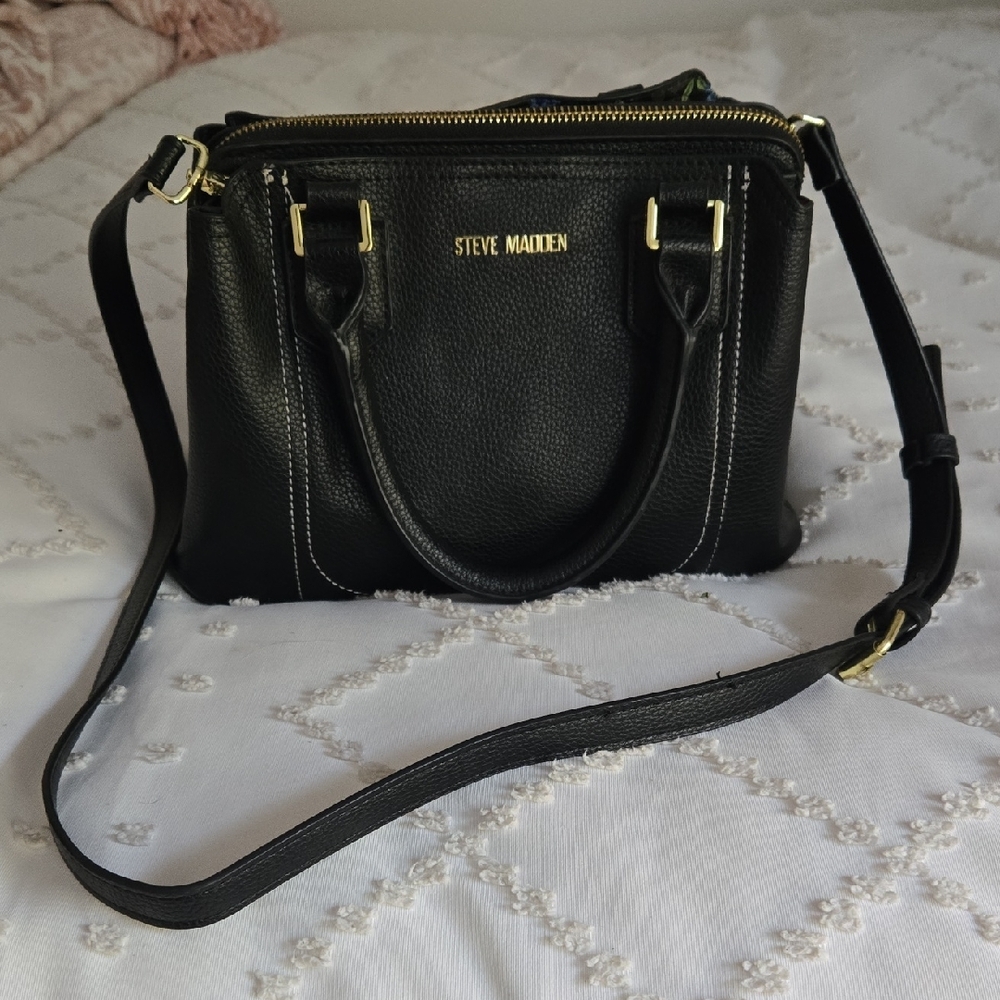 Steve Madden Black Crossbody Bag with Gold Accents